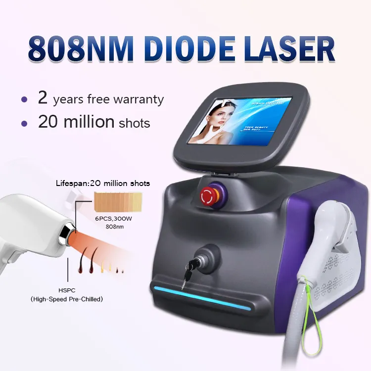 Portable 808nm permanente diodo permanente laser Depilazione del laser veloce Depilacion Machine Lazer con Germania Bar per il salone di Beauy Prezzo