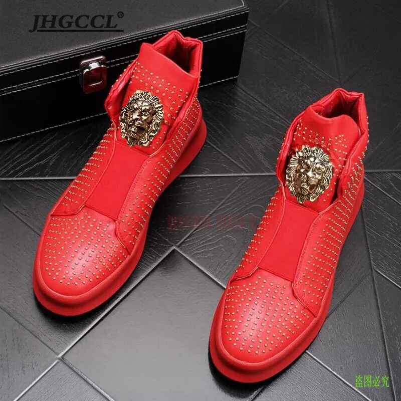 Nouvelles bottes rivets pour hommes et femmes de grande taille Chaussure à chaussure plate Chaussure Homme Luxe Marque Zapatos Hombre A26