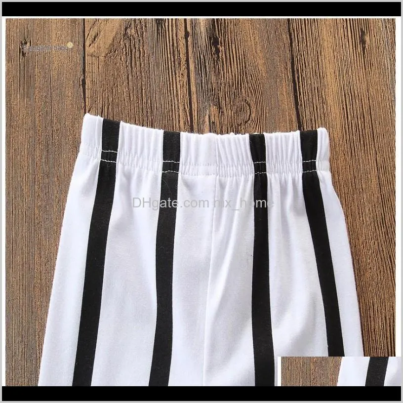 2019 summer girls clothing sets children black top+striped pants 2pcs set kids suit girl outfits
