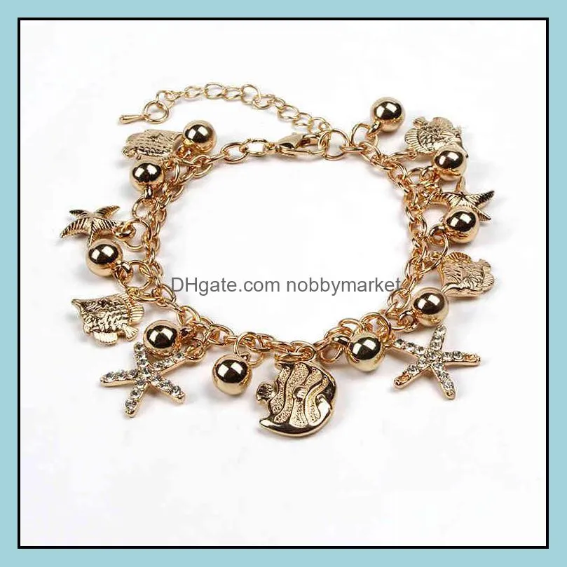 DIY animal insect Bracelet Fashion Gold peach heart O-shaped crystal bracelet female jewelry