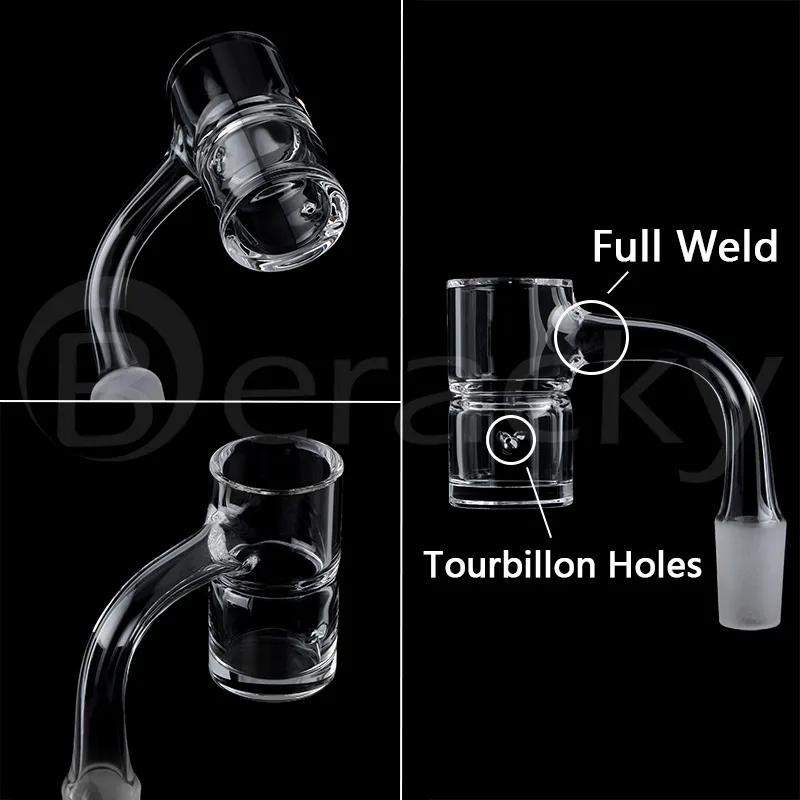 DHL !!! Fumer 25mmOD Full Weld Splash Guard Quartz Banger avec 2pcs Spinning / Tourbillon Holes Beveled Edge 4590 Dregee Seamless Bangers Nails Pour Glass Bongs Dab Rigs