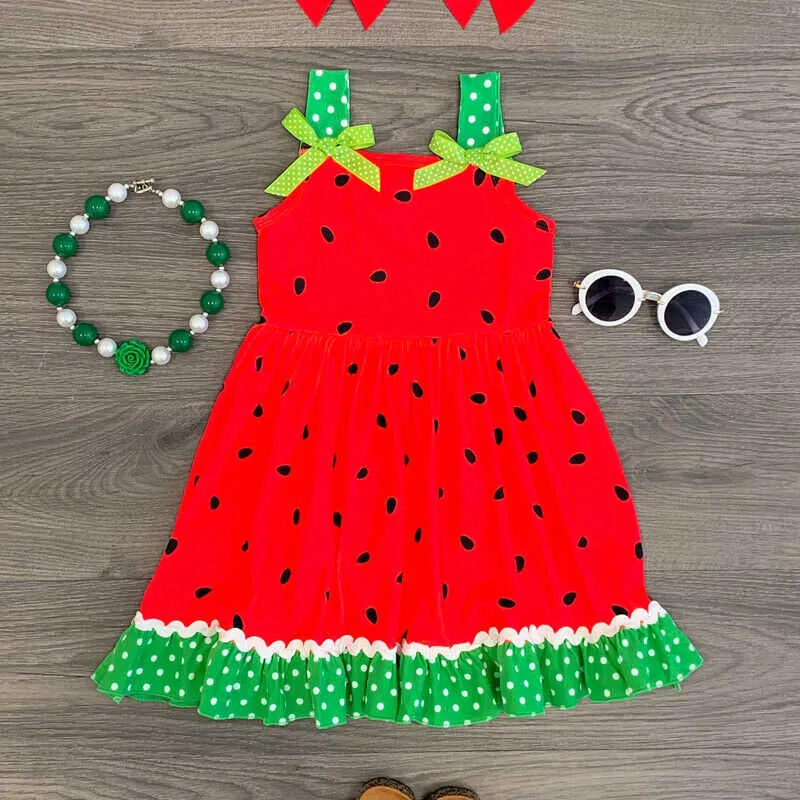 Pudcoco Summer Toddler Baby Girl Dress Sleeveless Cool Watermelon Slip Dress Summer Casual Clothes Q0716