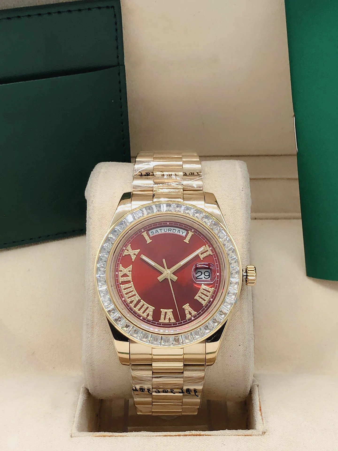 نمط الموضة الحركة الميكانيكية الآلية على ساعة المعصم الساعات الرجال الماس مدي ياقوت الفولاذ المقاوم للصدأ حزام الرياضة رجل wristwatches Montre de Luxe Gifts
