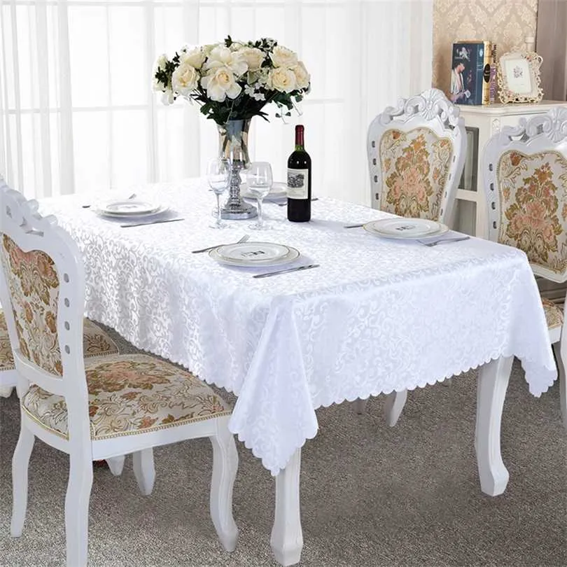贅沢なダイニングテーブル保護カバー環境に優しい長方形ジャカードのテーブルクロスの生地のための布地のための布の生地