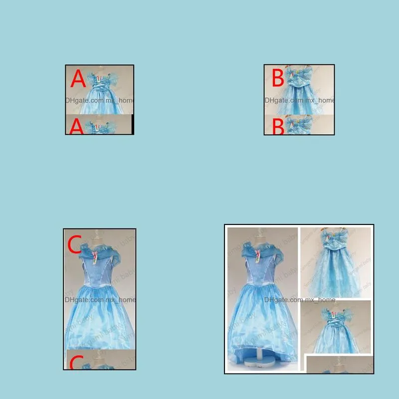 2015 cinderella dress girls cinderella princess cinderella blue dress butterfly lace dress girls long formal dresses party dress