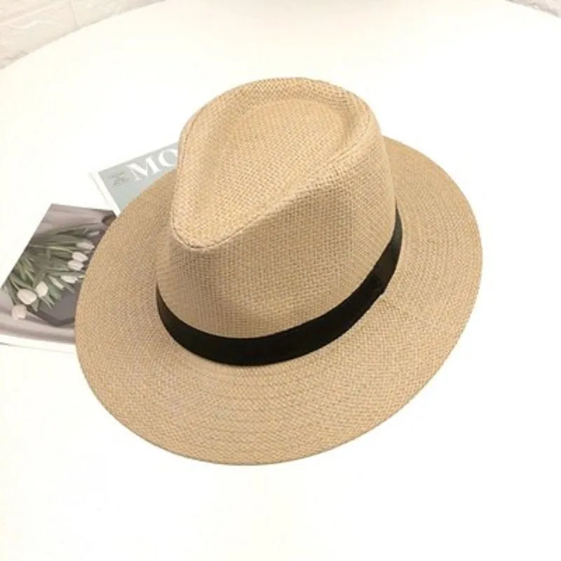 Sombrero bombín de ala grande de verano, sombrero para el sol para hombre, sombrero para el sol, sombrero fresco, sombrero de paja cifrado, sombrero para el sol 21PYP