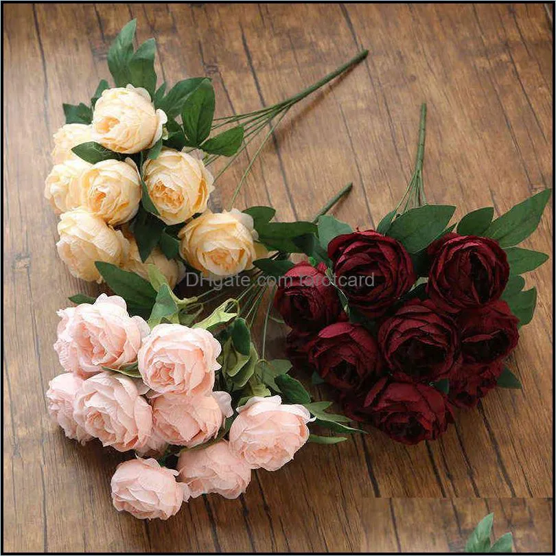 Decorative Flowers & Wreaths Festive Party Supplies Home Garden 10 Heads Artificial Peony Bouquet Decor Flower Arrangement,Fake Peonies Wedd