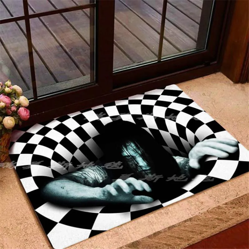 Party Decoratie Horror Halloween Deurmatten Schedels 3D Printing Mat / Rug Keuken Mat Nordic Flanel Home Decor Grote tapijten voor de woonkamer