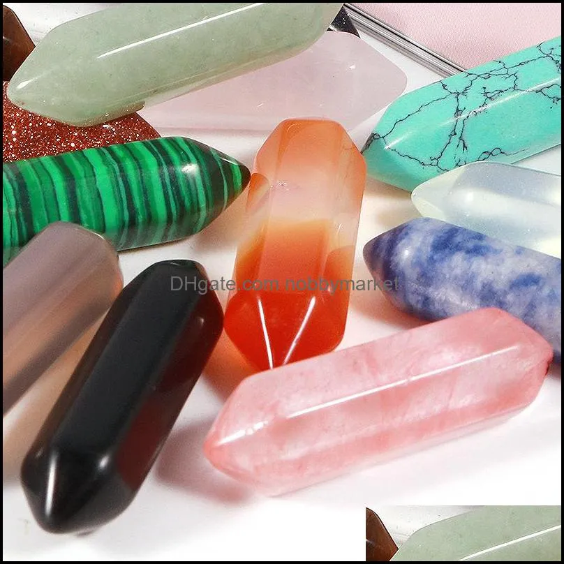 Natural Stone Hexagon Prism Charms Rose Quartz Tiger`s Eye Opal Pendant accessories Chakras Gem Stone fit earrings necklace making