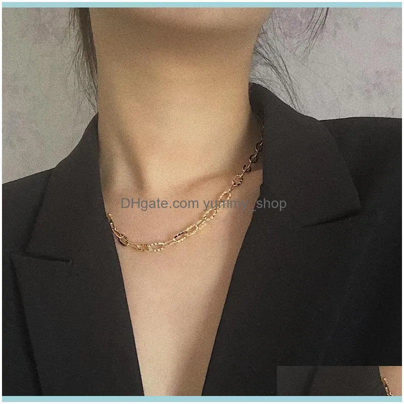 WT-BFN013 WKT Gold Genuine Modern European And American Fashion Rough Hammer Grain Cold Metal Necklace For Woman Chains