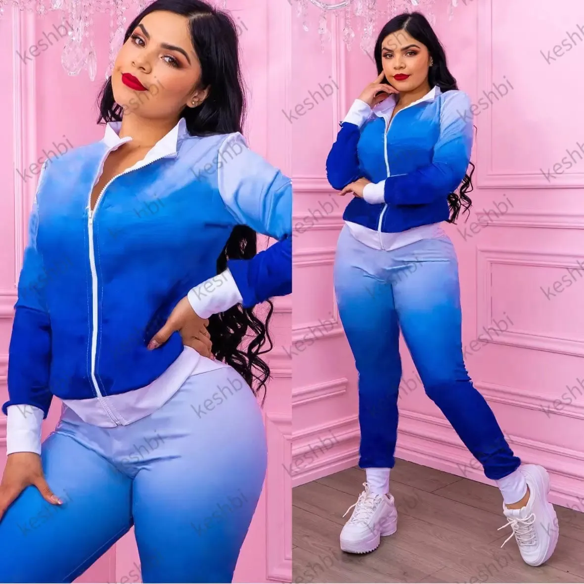 Dammode Brevtryckt 2 delar Sportdräkter Toppar Byxor Träningsoveraller Sweatshirtset Joggingoutfits