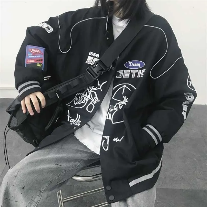 HipHop Baseball Jackets Clothes Gothic Streetwear Bomber Varsity Outerwear Black Basic Jacket Women Clothing Plus Size Goth 211105