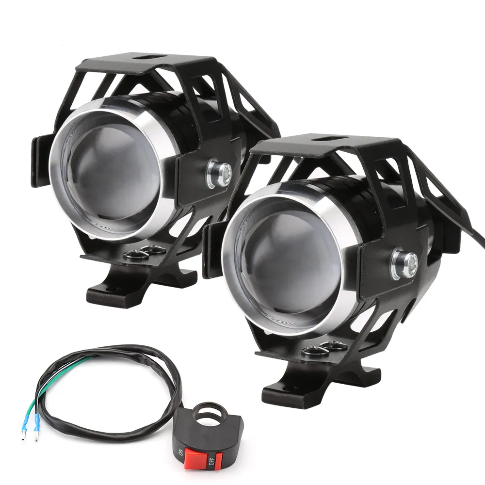 2 Sztuk Motocykl LED Reflektor 125W 3000LM U5 Wodoodporna jazda głowy Lampa Lampa Światła przeciwmgielne Akcesoria motocyklowe