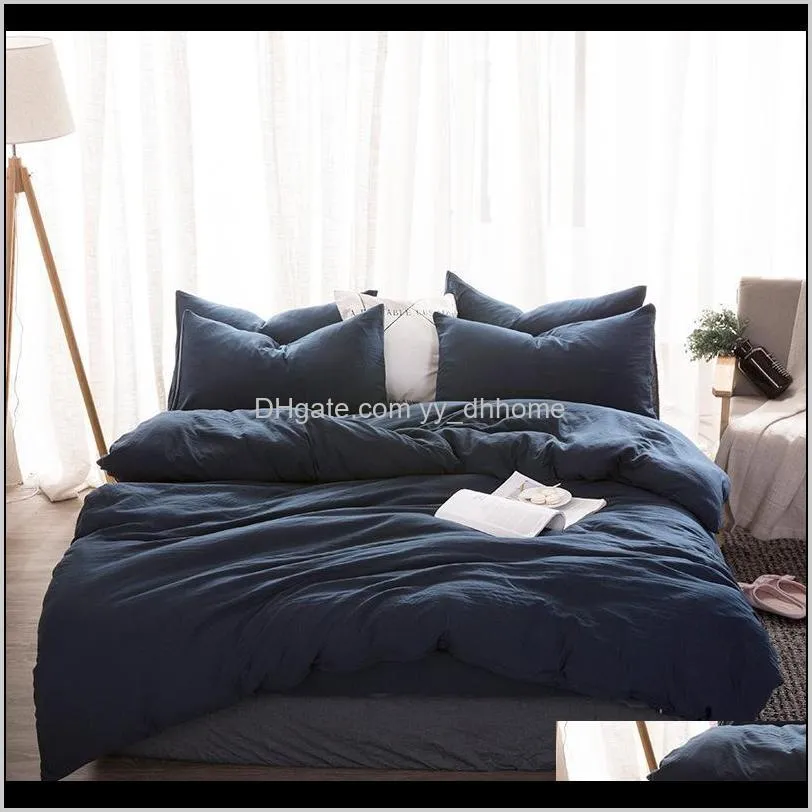 washed cotton duvet cover modern adult bedding set white solid color bed sheet linen queen king soft bedclothes pillowcase sets