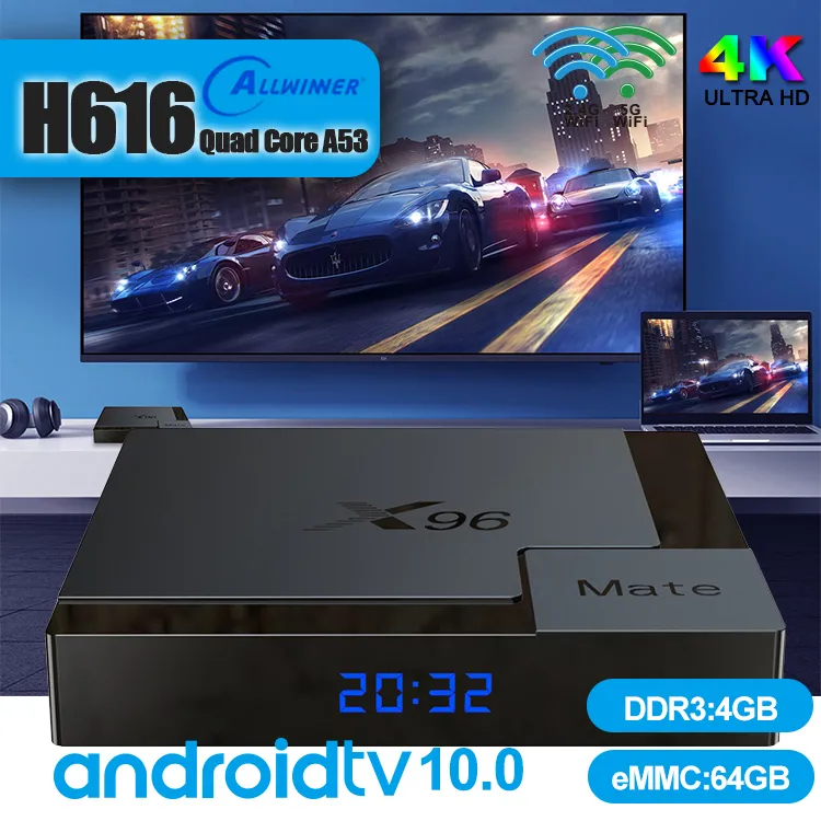 Allwinner H616 Android TVボックス4G DDR3 32 / 64GB EMMCセットトップレシーバーWIFI Android9.0 SmartTV
