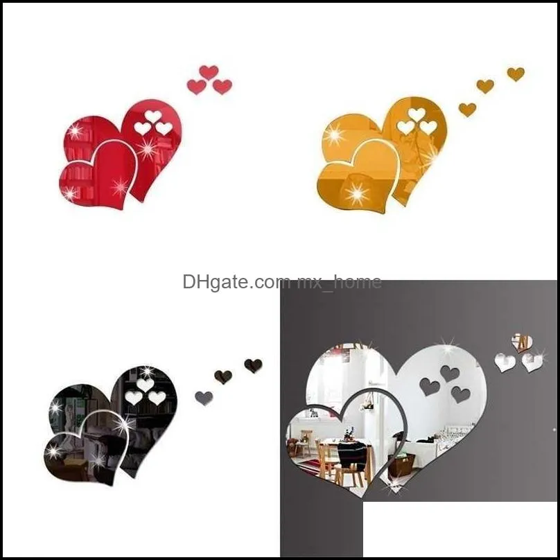 Wall Stickers Love Heart Shaped Sticker 3D Home Furnishing Art Decorate DIY Room Decor Valentine Day AHD4974 23CP