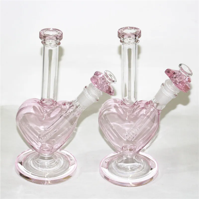 9inch Heart shape Glass Water Pipe with bowl hookah Bong Rasta pipes Ice bongs 14 mm joint dab oil rig Bubbler