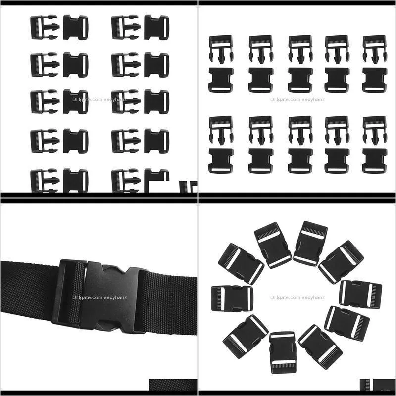 10 pieces replacement belt connecting black plastic quick release buckles 1`` inch