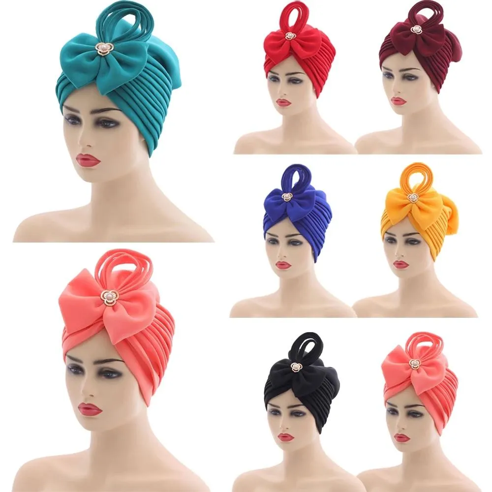 African Party Cap Bow Bow Turban Hat для женщин Женский Headwook Готов для ношения Caps Hijab Muslime Headscarf Bonnet