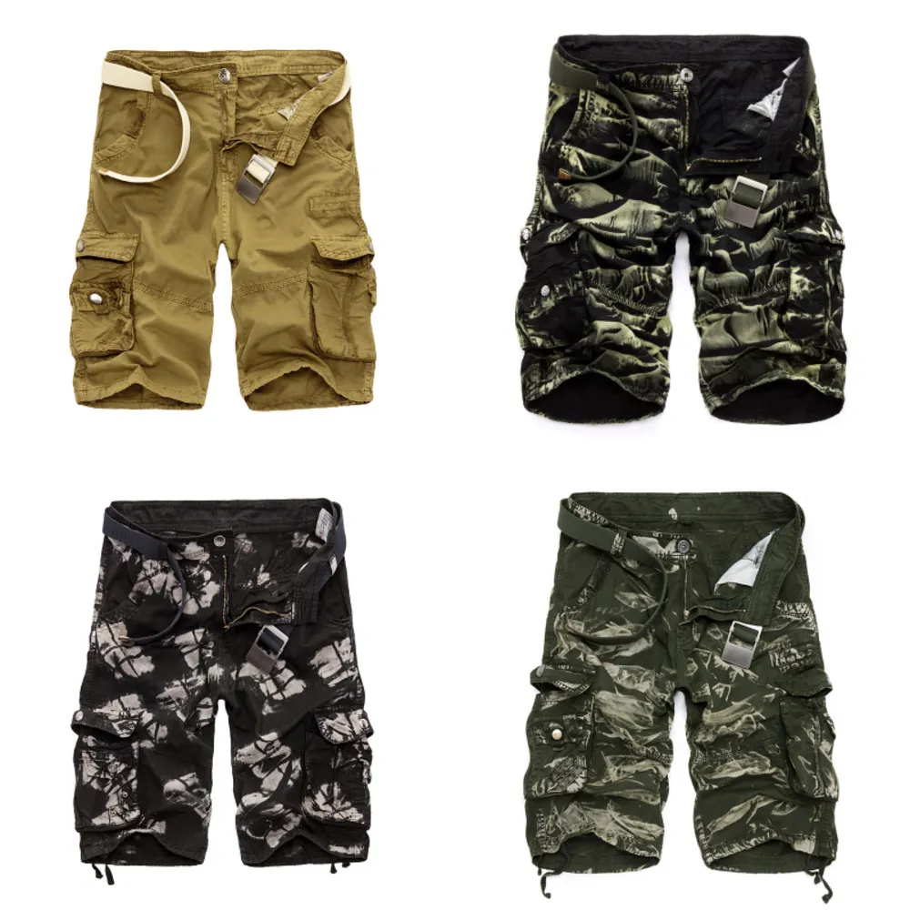 Camouflage Camo Cargo Shorts Men 2021 Nya Mens Casual Shorts Man Loose Work Shorts Man Militär Kort Byxor Plus Size 29-44 x0628