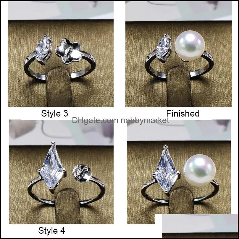 SHINING! Rings Setting Zircon Solid S925 Silver Ring Setting Ring Mounting Ring Blank DIY Jewelry 14 Styles Mix DIY Gift