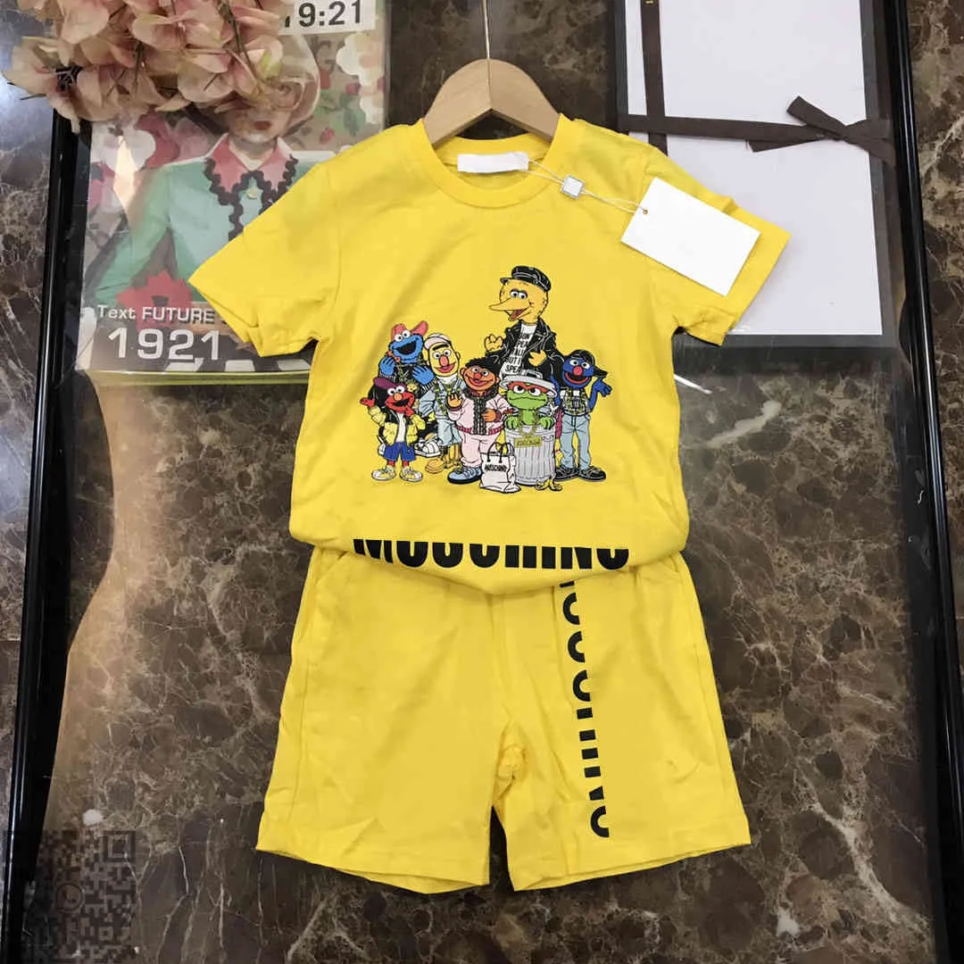 Summer Baby Clothes MOS brand kids sets fashion boy short set cotton MO Designers Clothing Kids great quality children shortsleeved suit size 110160 DHL album highes