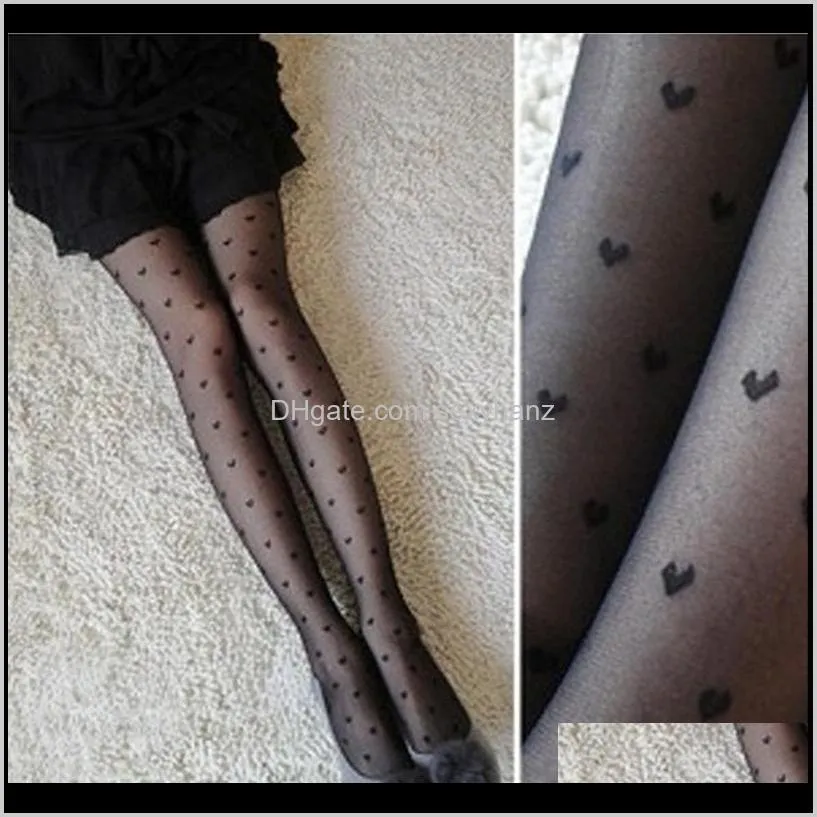 1pc sexy women pantyhose tights summer nylon polka dot print stocking seamless love heart female hosiery hot sale