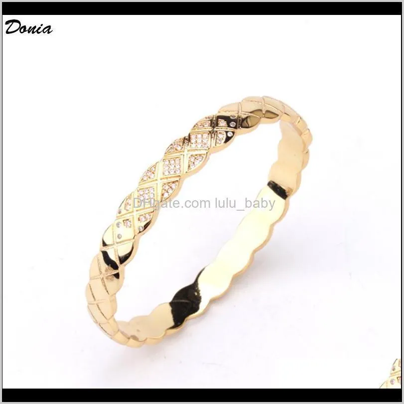 donia jewelry tri color electroplating exaggerated diamond micro inlaid zircon bracelet personality european and american designer