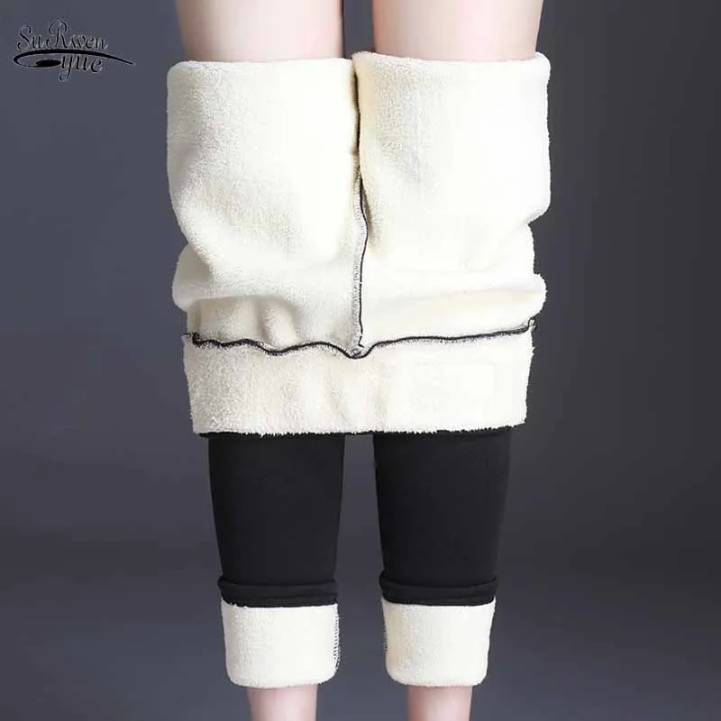 Cashmere Женщины наружная одежда Plusautumn и зимний бархатный утолщение, теплые штаны твердые брюки Pantalon 11526 210508