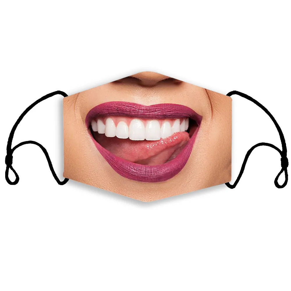 Erwachsene Maske Lippen 3D-Druck Anti-Staub waschbar atmungsaktiv Kinder Innenfilter