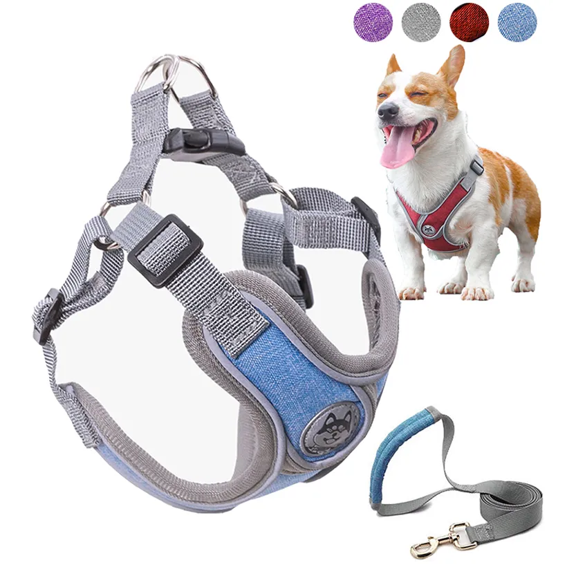 Animaux de compagnie chiens gilet collier laisse lumineux réglable harnais pour chiens chiot bouledogue français chien accessoires