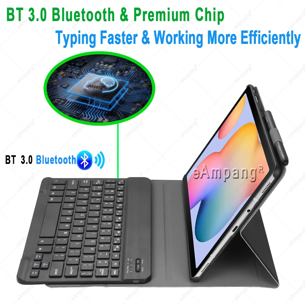 Fodral för Samsung Galaxy Tab S6 Lite 10.4 med tangentbord SM-P610 SM-P615 P610 P615 Cover Funda för Samsung S6 Lite 10.4 +