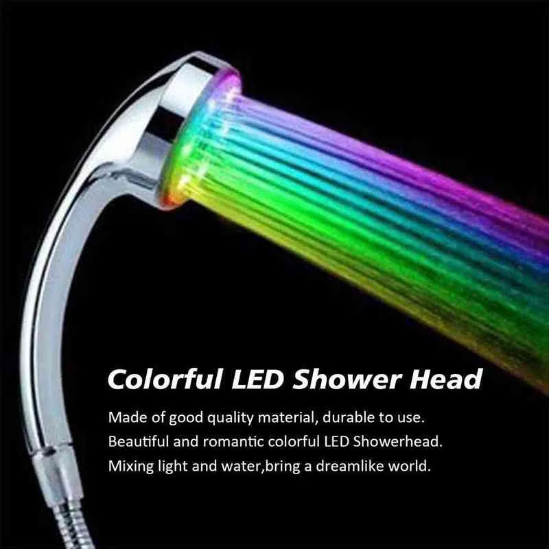 Romantic Automatic 7 Color 5 LED Ultra-quiet Lights Handing Rainfall Shower Head Single Round Head RC-9816 For water Bathroom H1209