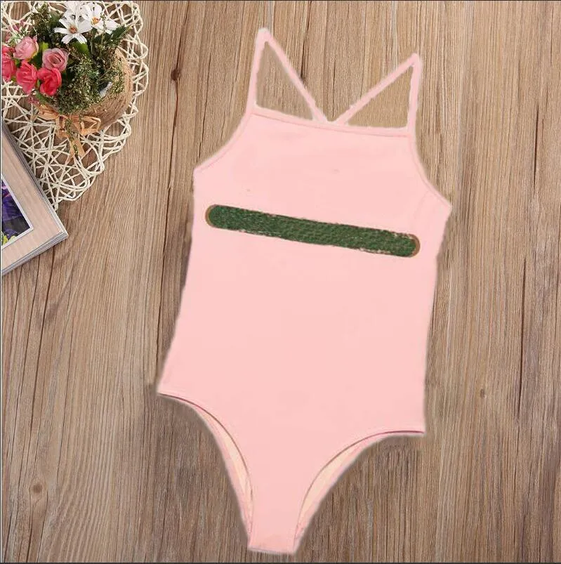 Kinderen Meisjes Een Stuk Kind Leuke Bikini Mouwloos Badpak Brief Gedrukt Strand Kleding Chidren Baby Meisje Badmode Zomer