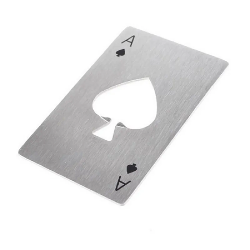 Stylish Poker Playing Card Ace of Spades Bar Ferramenta Aço Inoxidável Aço Inoxidável Garrafa de Garrafa de Cerveja Opener Gift WA2068