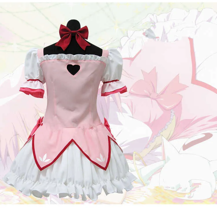 Puella magi madoka magica menina kaname cosplay vestido de bola curto com bowknots y0913