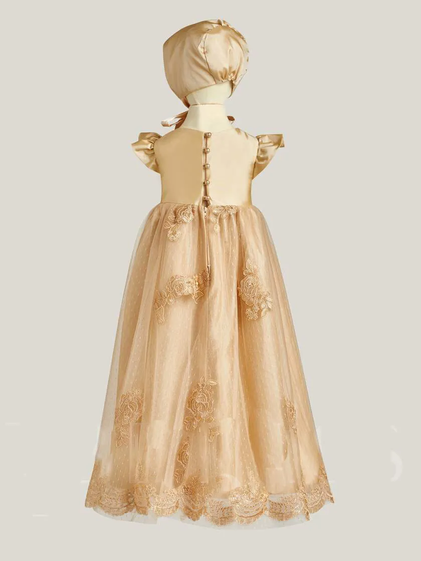 beige baptism dresses Penelope Lace Dress at Baby Beau & Belle main image 0