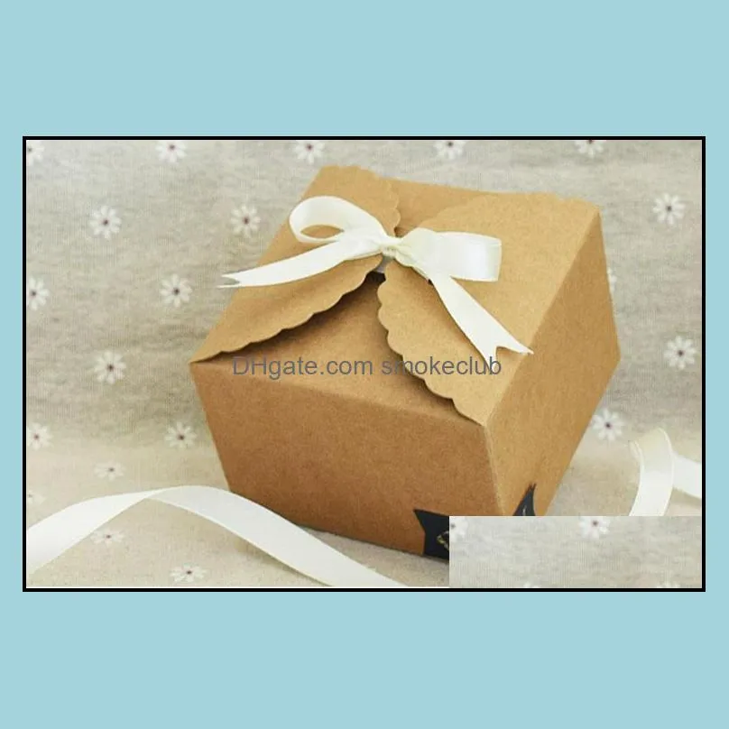 Altre forniture per feste per eventi Festive Home Garden Scatole di caramelle Regalo di festa Borse da sposa Confezione da forno Porta bomboniere Bomboniera in carta kraft Cachi