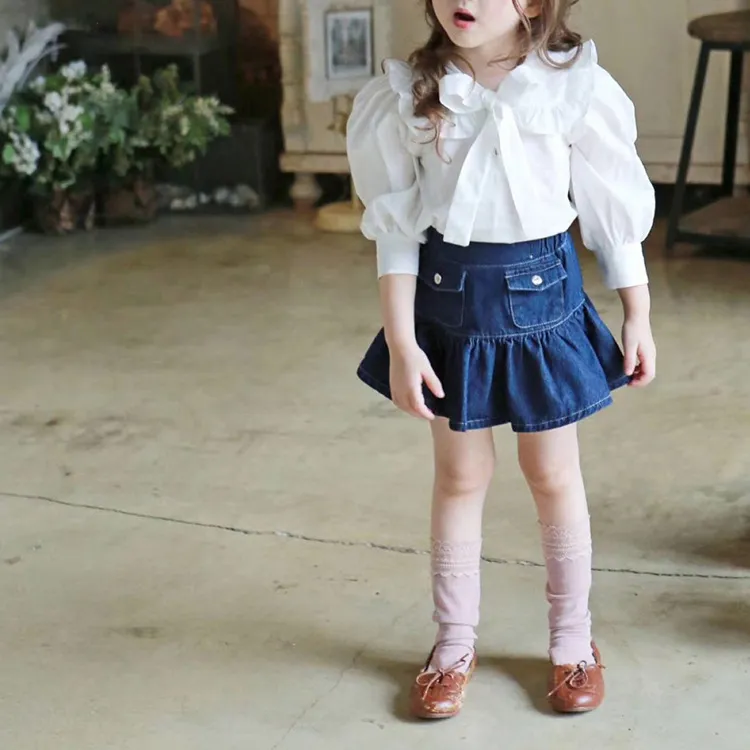Girls Skirt, Country Western Skirt, Denim and Lace Girls