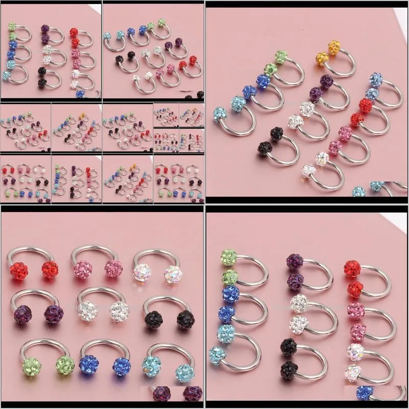 Rings studs Drop levering 2021 Horseshoe neus Body sieraden Multi -kleuren titanium piercing 50 stcs/partij aprmd