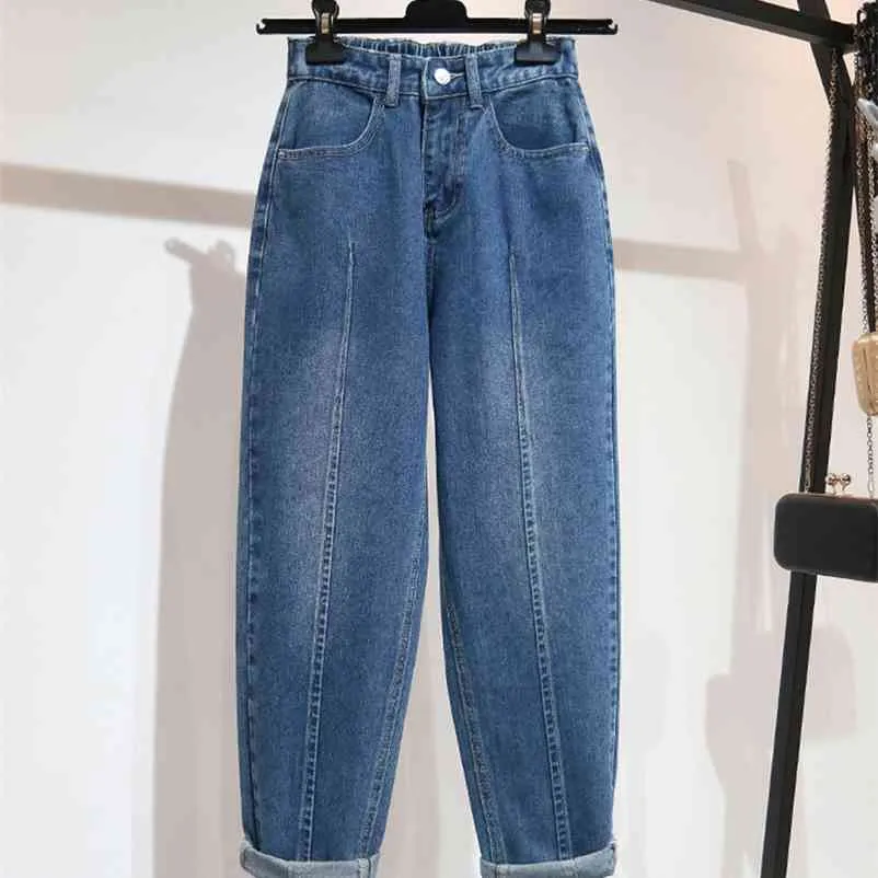 Boyfriend-Jeans für Frauen Hohe Taille Lose Plus Größe Streetwear Weibliche Denim Harem Hosen 5XL 210629