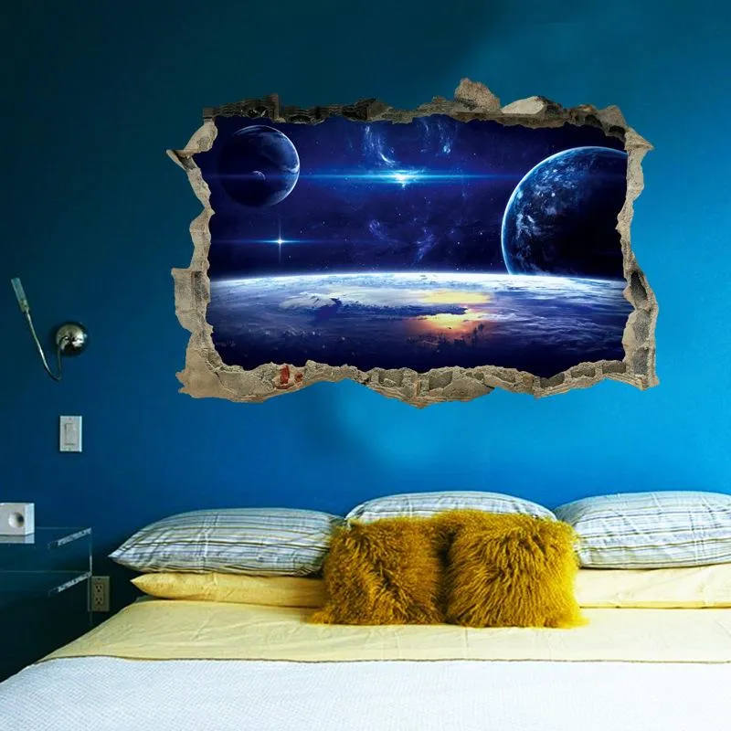 Adesivi murali 3D Star Universe Series Broken For Kids Camerette Camera da letto Decorazione domestica Decalcomanie Poster murale Adesivo sul