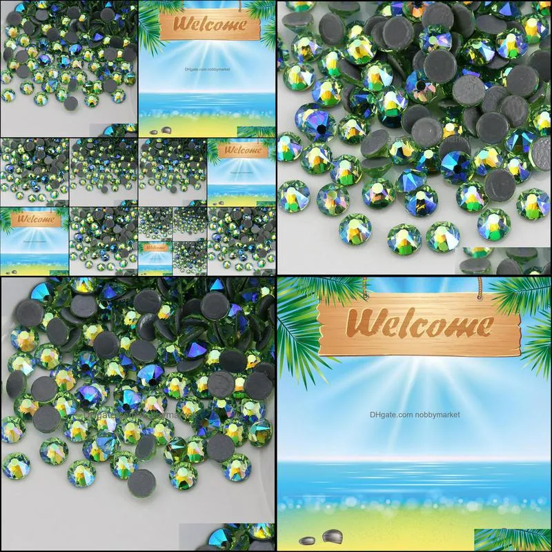 8 Big 8 Small Light green AB Crystal Hot Fix Rhinestones Glass Stones Flatback Rhinestones Hotfix Stones For Clothes Dresses