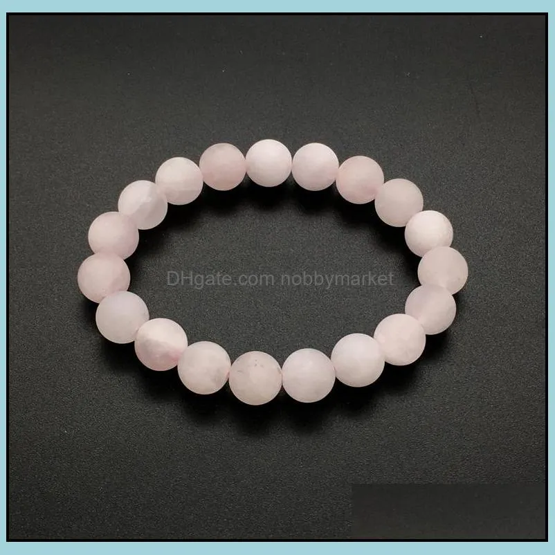 10mm Matte Rose Quartz Bracelet,Gemstone Bracelet,Rose Quartz Round Beads,Elastic Bracelet,Good Luck Bracelet