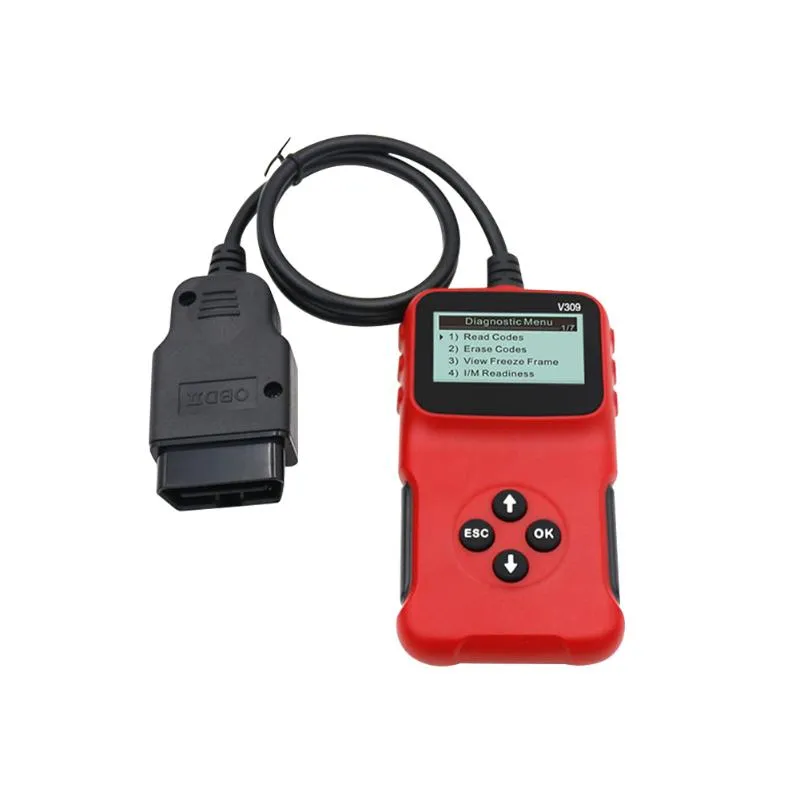 Lecteurs de code Outils d'analyse Scanner de diagnostic de voiture OBD2 Mini lecteur d'outil portable en 5 langues Facile à utiliser Écran LCD Détection de défaut Moteur Che