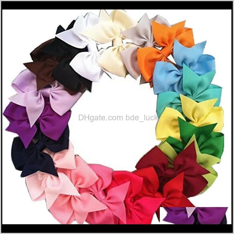 20Pcs/Lot Kids Girls Hair Bows Fashion Boutique Alligator Clip Grosgrain Ribbon Girls Headband Candy Color