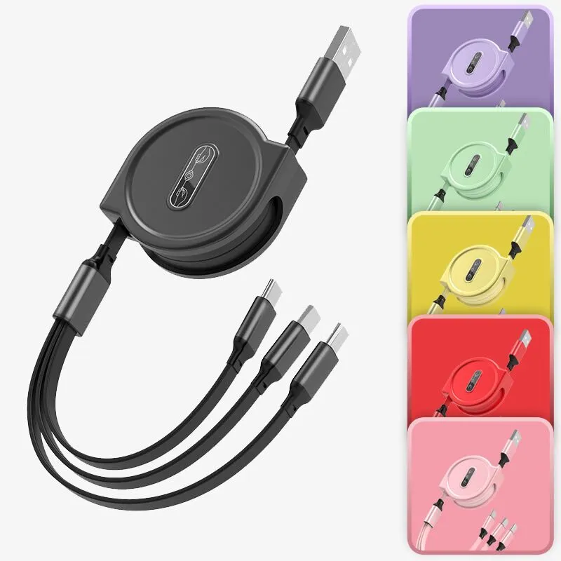 Universal 3 In 1 Retractable USB Charger Infinity Cable With Multiple