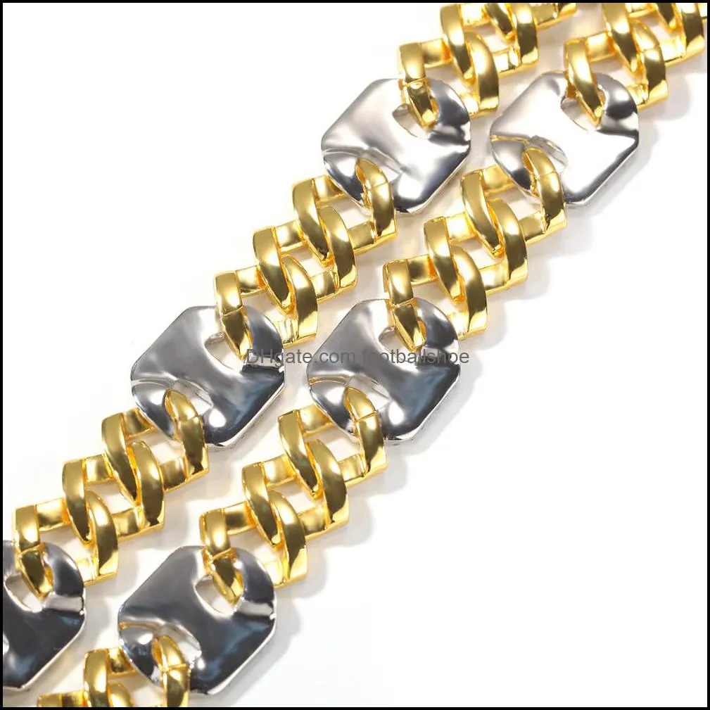 UWIN New 17mm Men Women Two-tone Gold & Black Bracelets For Men Women Fashion Hiphop Jewelry Prong Bracelet Y1130