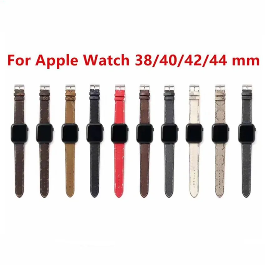 Luxurys 디자이너 가죽 스트랩 Apple Watch iWatch SE 밴드 시리즈 6 5 4 3 2 40mm 44mm 38mm 42mm 팔찌 벨트