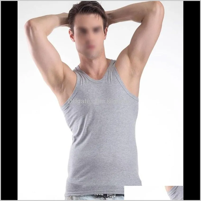 wholesale-hot men slim plain basic fit tank tops vest sleeveless sports gym t-shirt undershirt blouse shipping